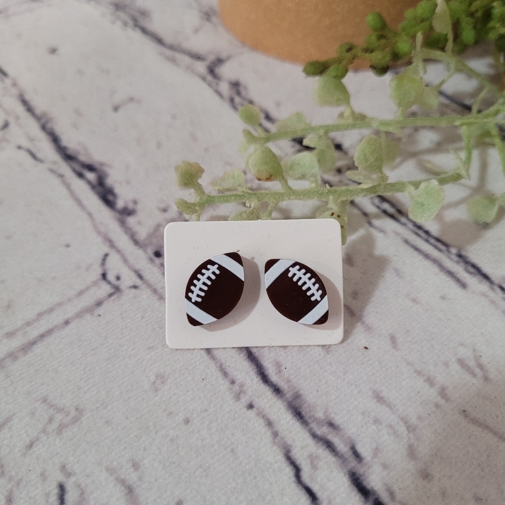Brown Acrylic Football Earrings